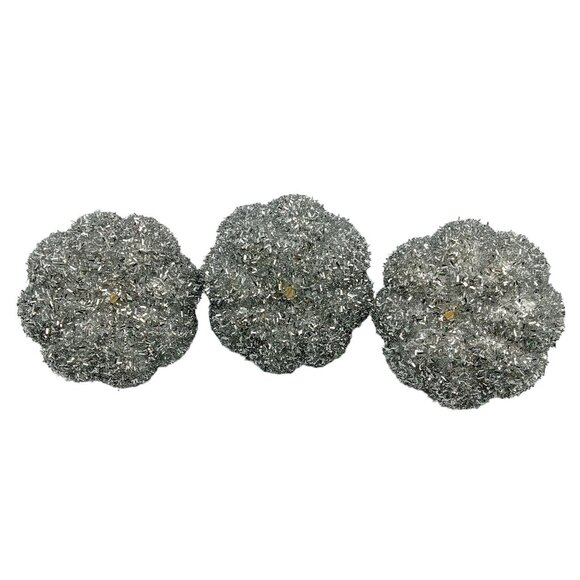Silver Glitter Pumpkins For Fall & Halloween Decor Set Of 3 - Picture 4 of 6